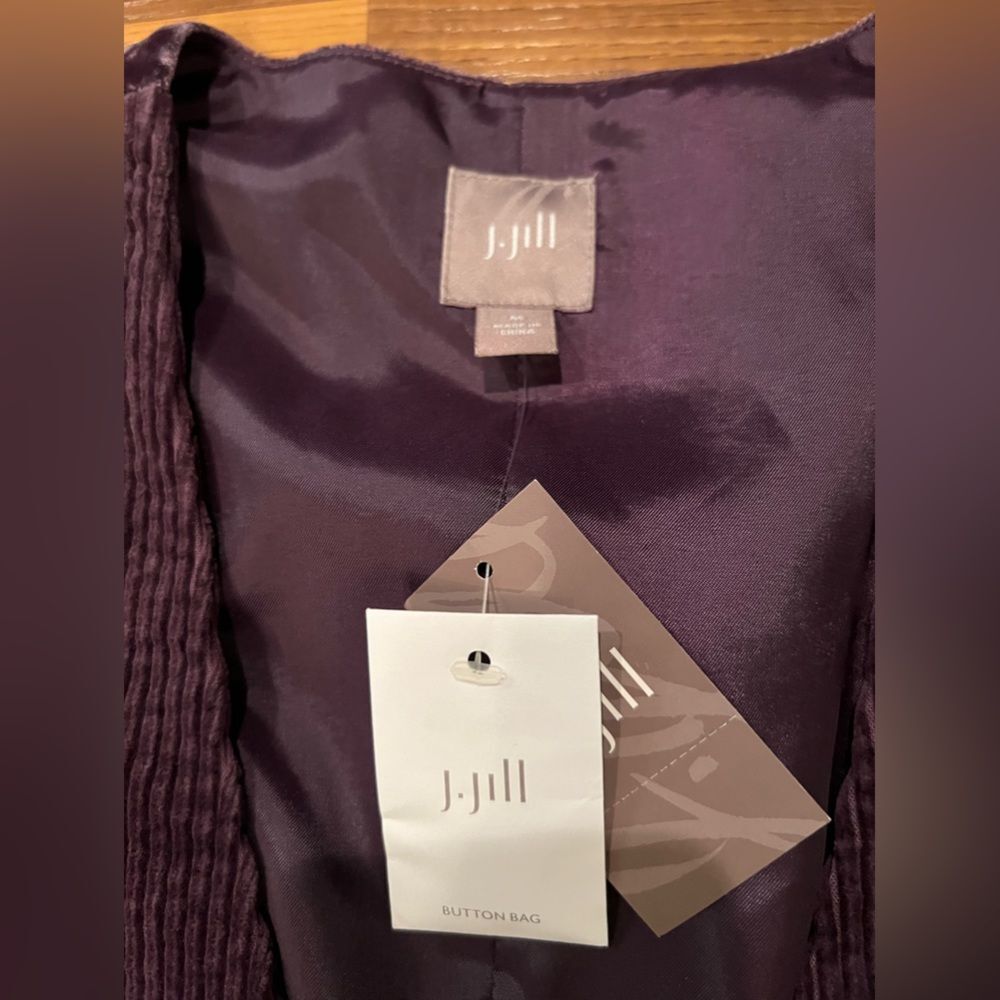 NEW J JILL purple VELVETY VEST SZ medium  18% SILK NWT RET $74.99 - Picture 3 of 4